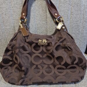 Coach Brown Signature Jacquard Shoulder Bag